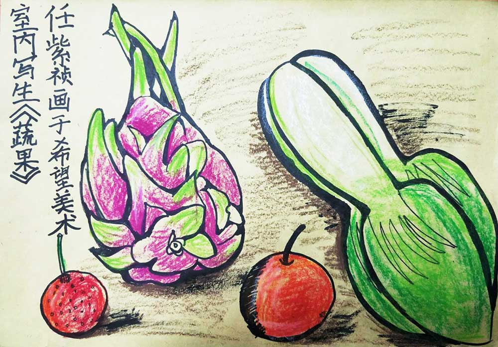 少儿美术作品欣赏：蔬菜水果室内写生