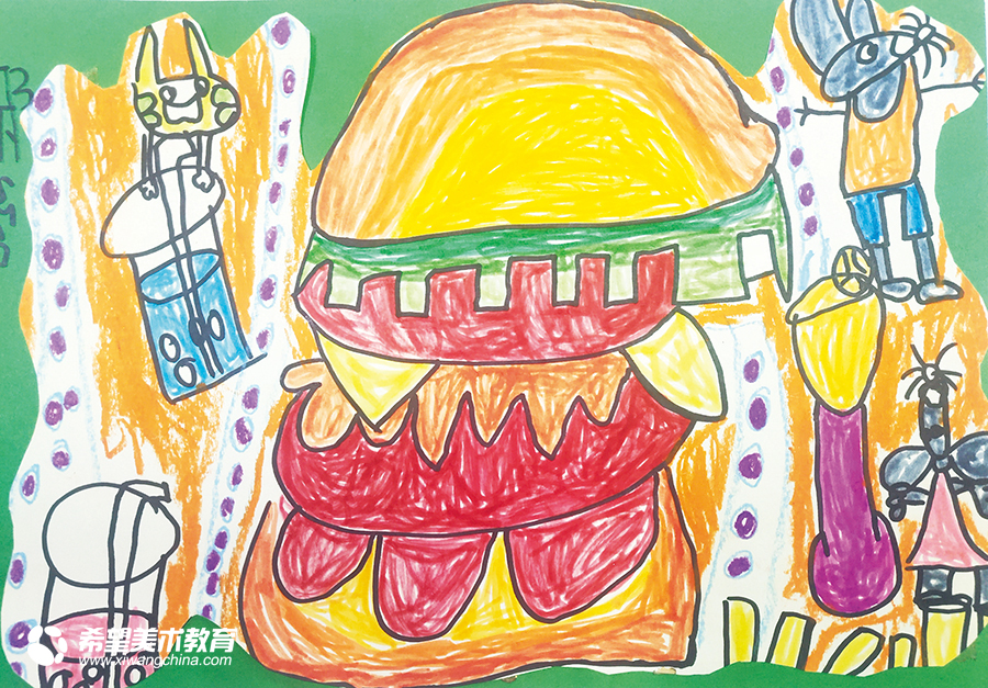 希望美术教育少儿美术作品汉堡