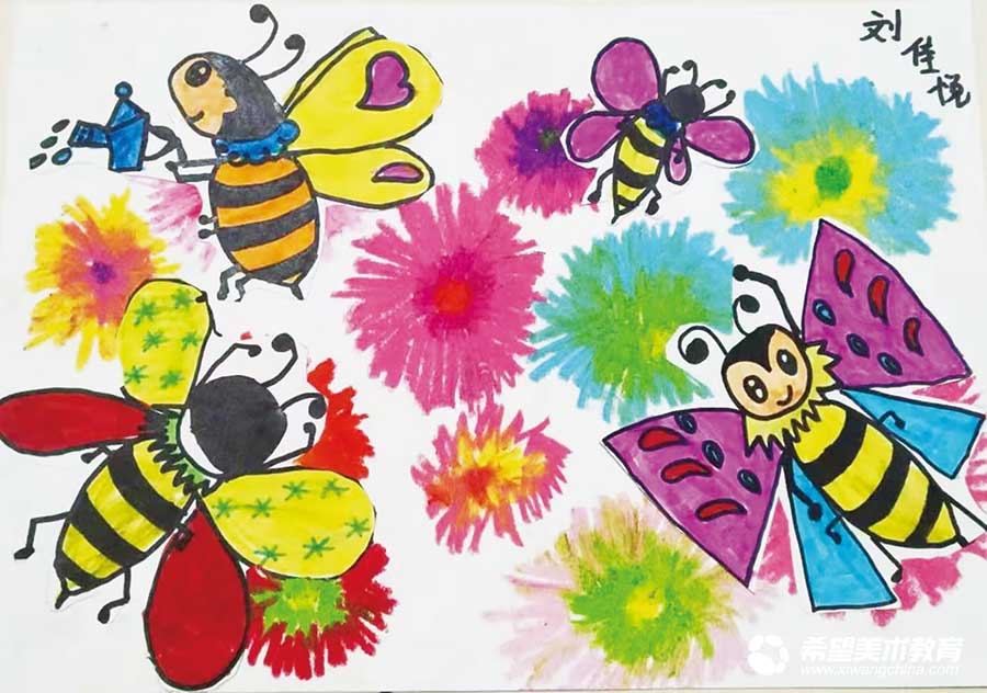 希望美术教育少儿美术作品蜜蜂